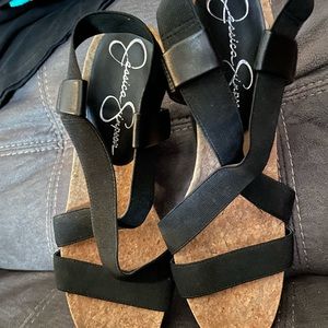 Size 9 Jessica Simpson black wedge sandal